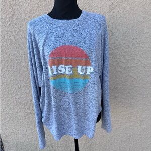 Guru Active “Rise Up” Long Sleeve Gray Heather Graphic Sweatshirt Size Large